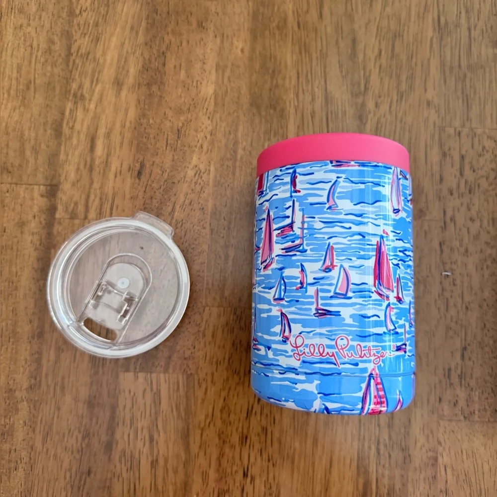 NWT Lilly Pulitzer Insulated Can Tumbler 11.8 oz Zanzibar Blue Boatylicious